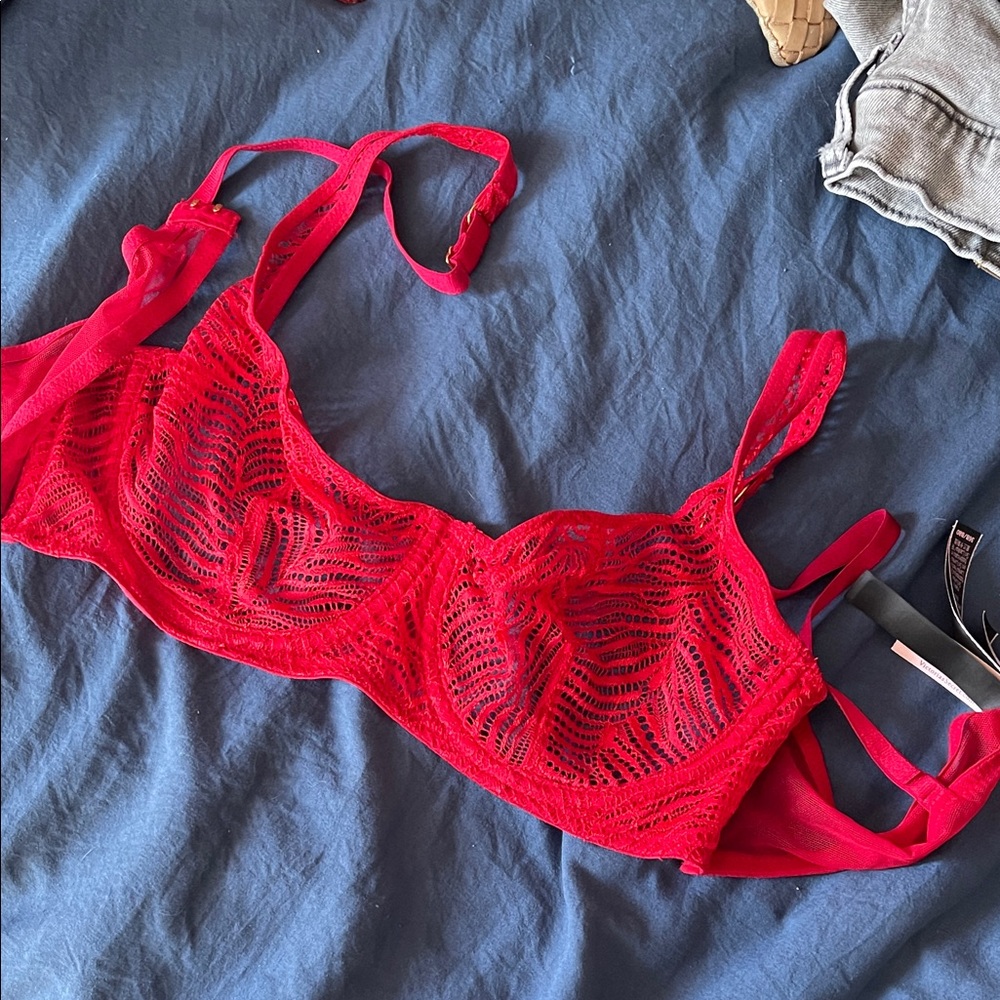 Victoria's Secret Red Lace Unlined Bra